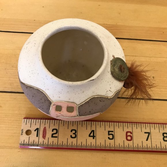 Adobe Desert Art Pottery Vase Tea Light Bowl with Cutouts Feather Concho Mexico - Picture 6 of 8